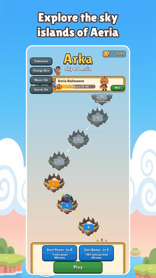 Screenshot: map of the sky islands of Aeria with an event