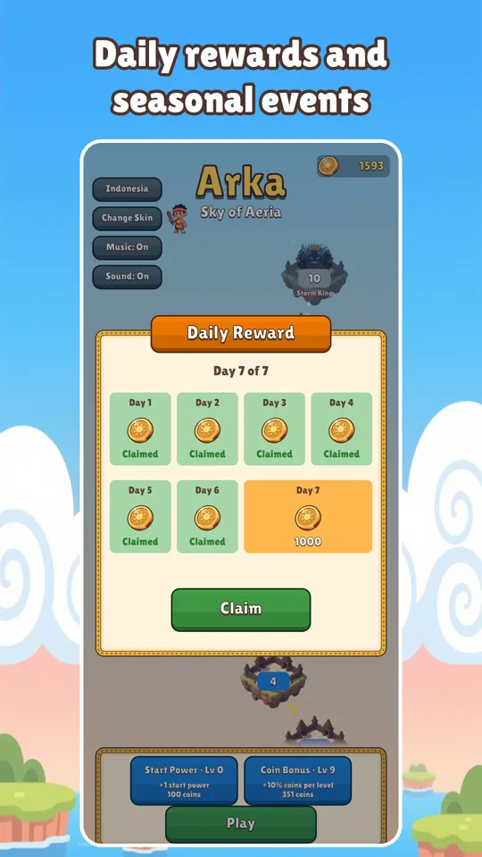 Screenshot: daily rewards and seasonal events